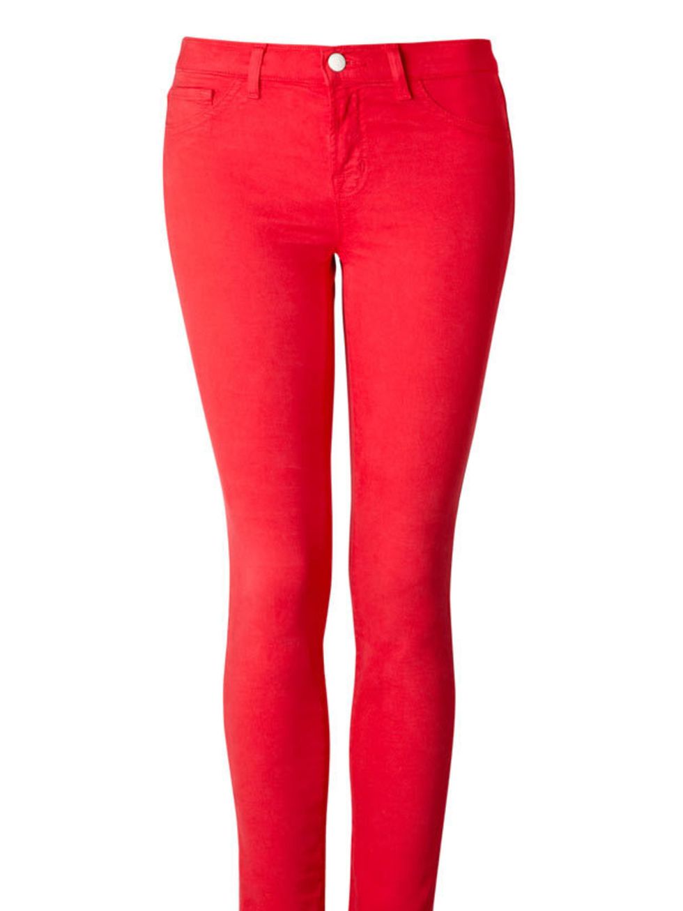 <p>J Brand coloured denim jeans, £205, at <a href="http://www.my-wardrobe.com/j-brand/bright-red-mid-rise-skinny-jean-855674">my-wardrobe.com</a></p>