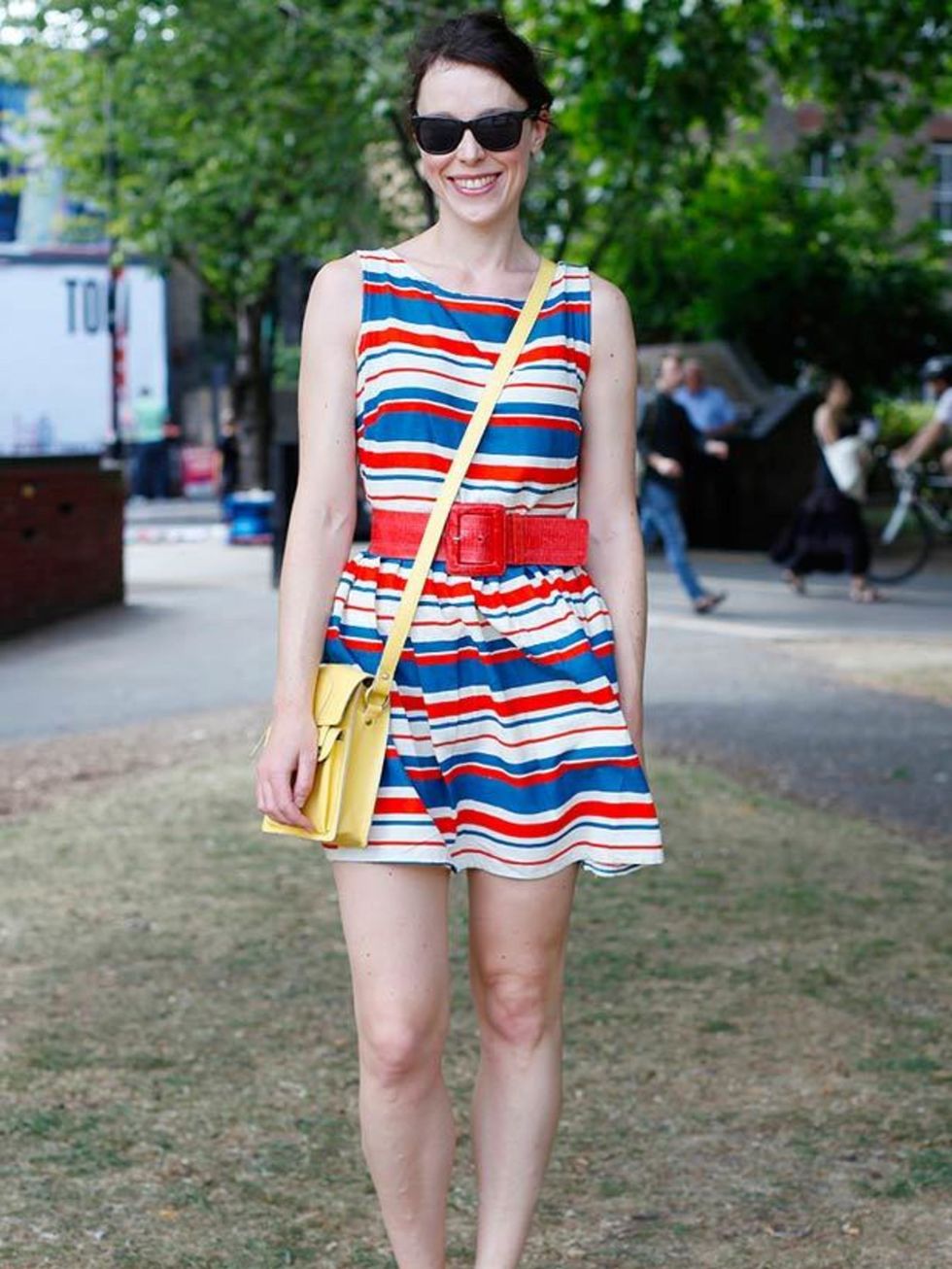 <p>Photo by Kirstin Sinclair.Helen, 28, PR. Primark dress, Topshop sandals, New Look bag.</p>