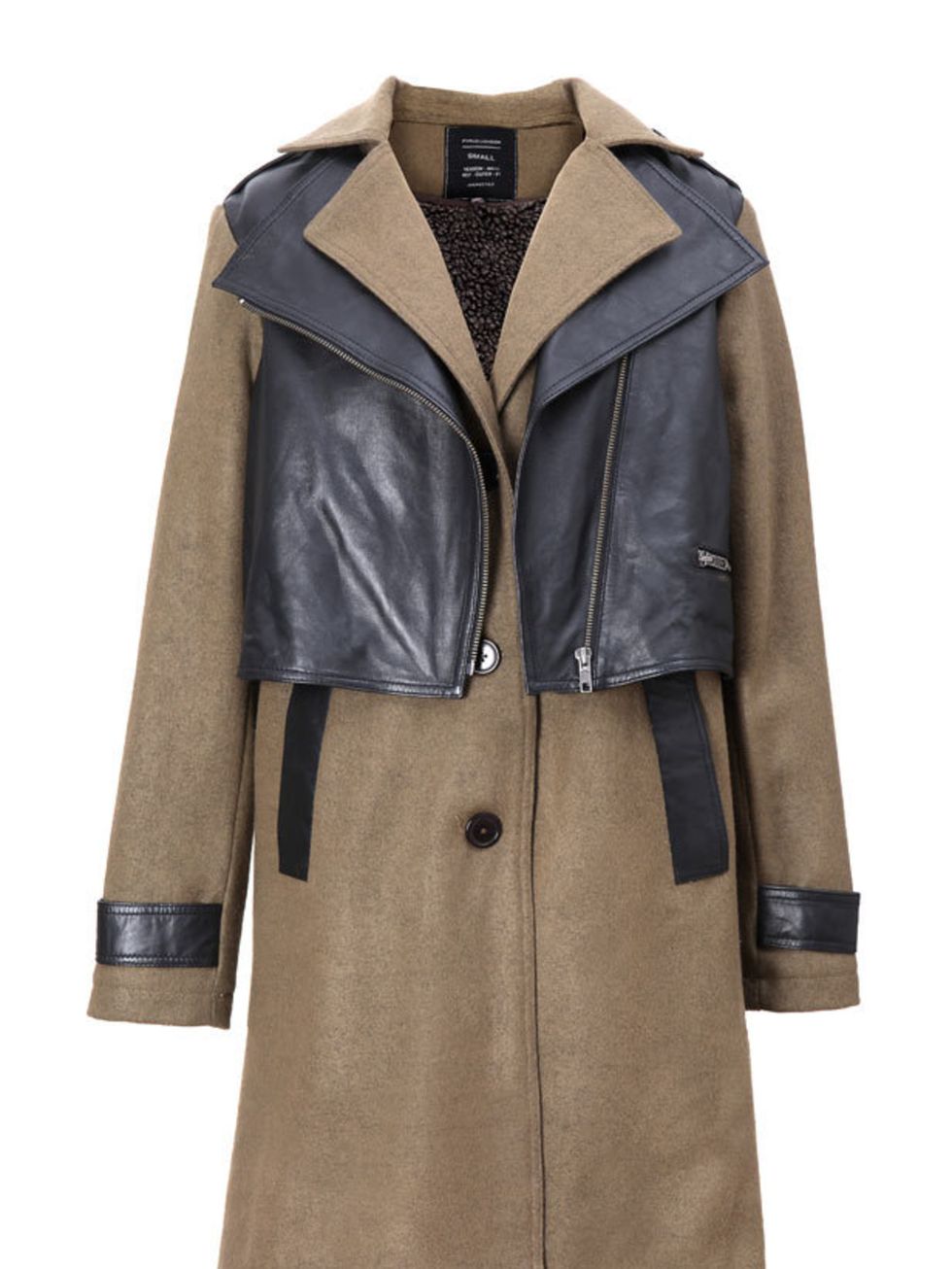 <p><a href="http://pyrus-london.com/product/318">Pyrus</a> 'Nexus' leather trim coat, £355</p>