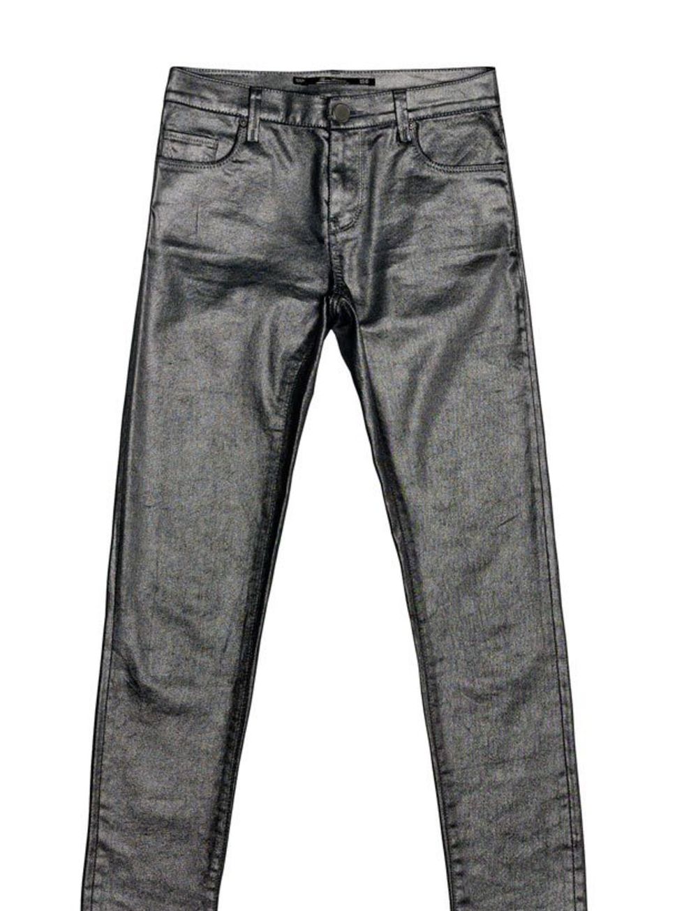 <p><a href="http://www.zara.com/webapp/wcs/stores/servlet/product/uk/en/zara-W2011/122013/387542/METALLIC%2BTROUSERS">Zara</a> metallic trousers, £39.99</p>