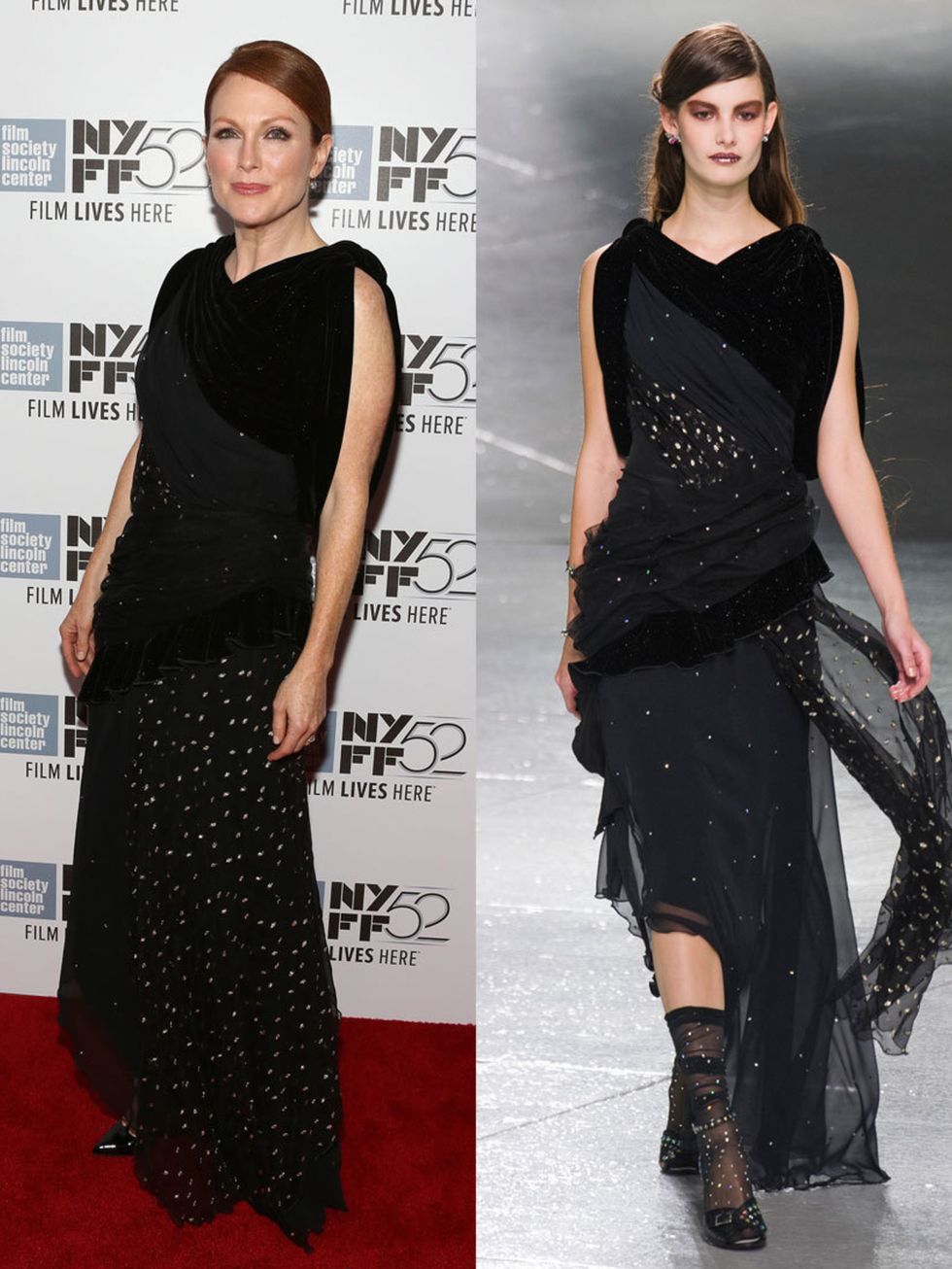 Julianne Moore wears Rodarte a/w 2014 to the Maps to the Stars premiere, in New York.
