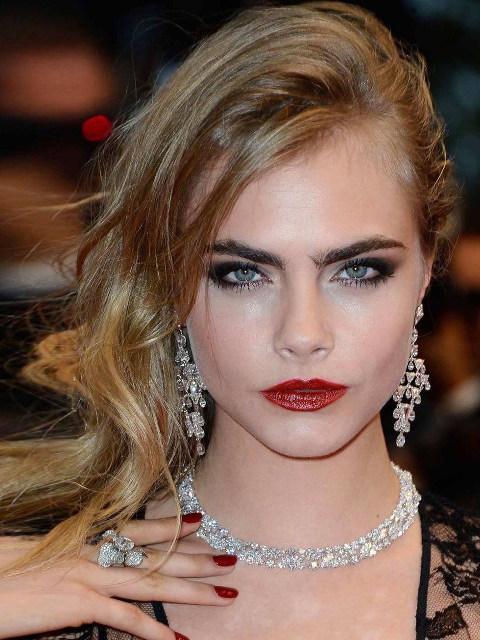 <p><a href="http://www.elleuk.com/star-style/celebrity-style-files/cara-delevingne-model-of-the-year-2012"></a></p><p>A <a href="http://www.elleuk.com/star-style/celebrity-beauty/celeb-make-up/best-celebrity-red-lips">bold red lip</a> and smoky eyes ooze 