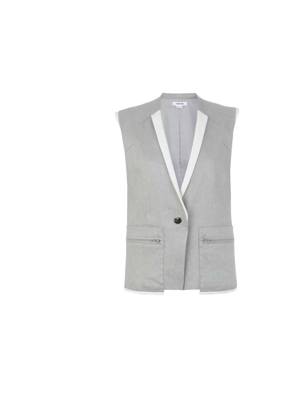 <p>Helmut Lang glossy linen sleeveless jacket, £435, at <a href="http://www.harrods.com/product/glossy-linen-vest/helmut-lang/000000000003134064?cat1=bc-helmut-lang&amp;cat2=bc-helmut-lang-all">Harrods.com</a></p>