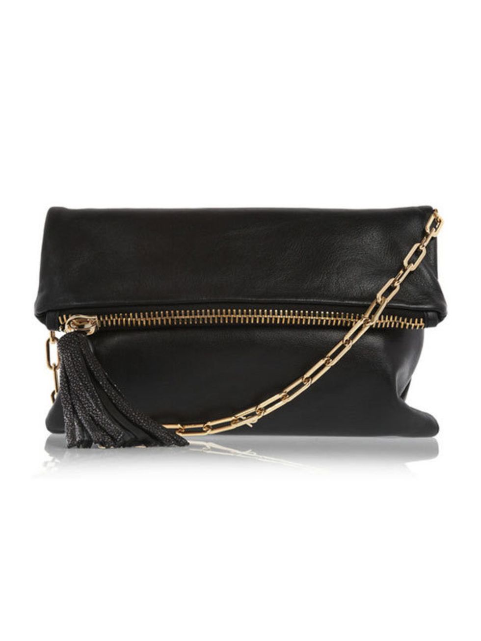 <p>Anya Hindmarch 'Huxley' stingray-trimmed leather clutch, £495, at Net-a-Porter</p>