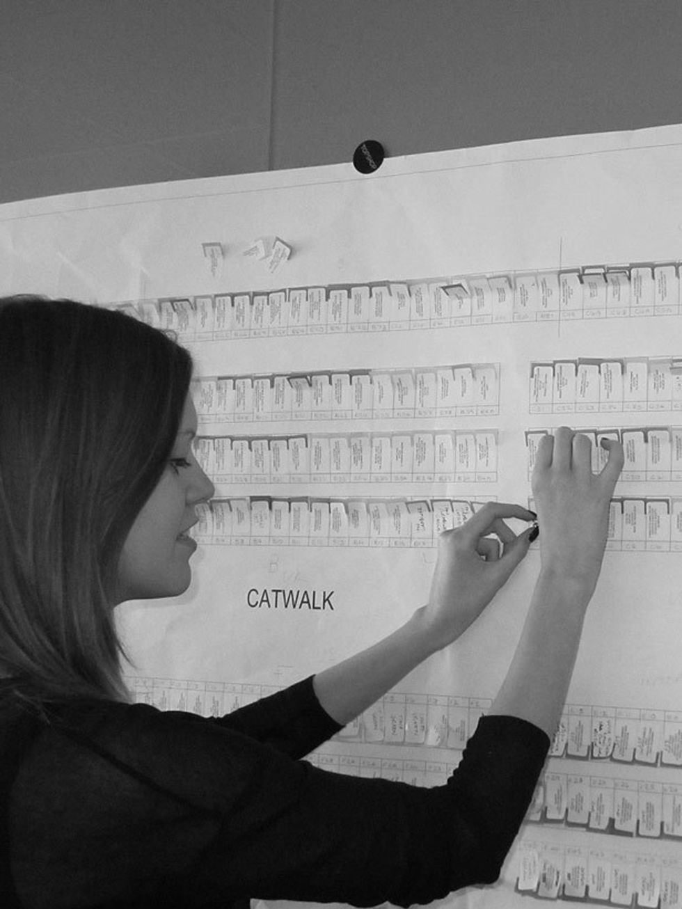 <p>Prepping the floor plan for the S/S '12 Unique show.</p>