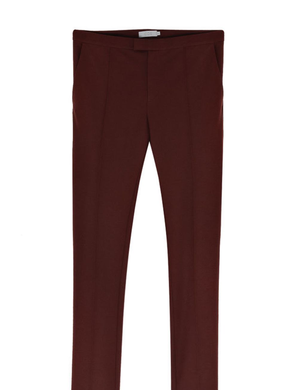 <p>Cos burgundy trousers, £59, for stockists call 0207 478 0400</p>