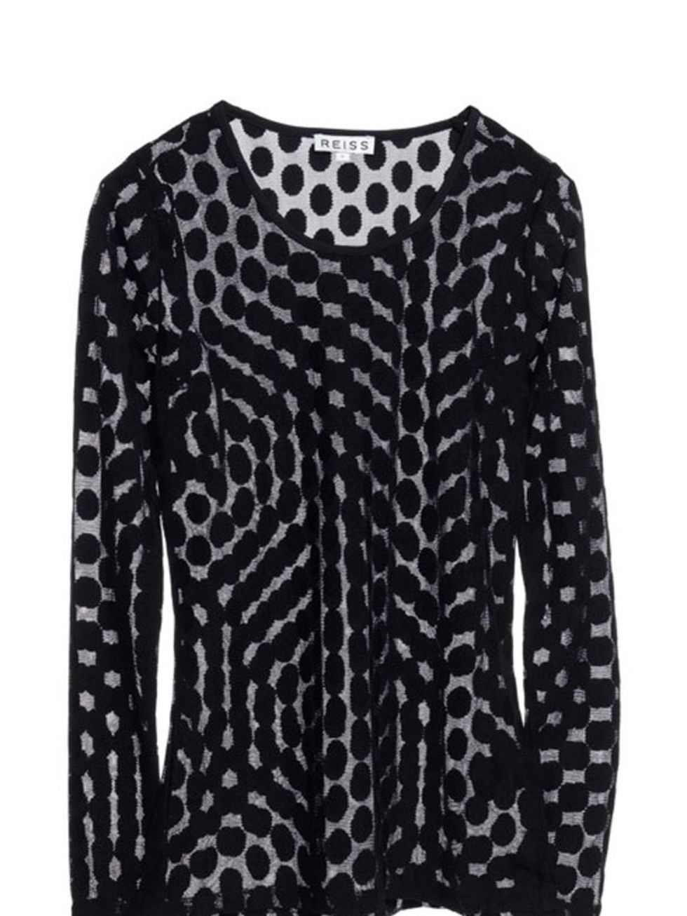 <p><a href="http://www.reissonline.com/shop/womens/cottons/dominique/black/">Reiss</a> sheer polka dot top, £59</p>