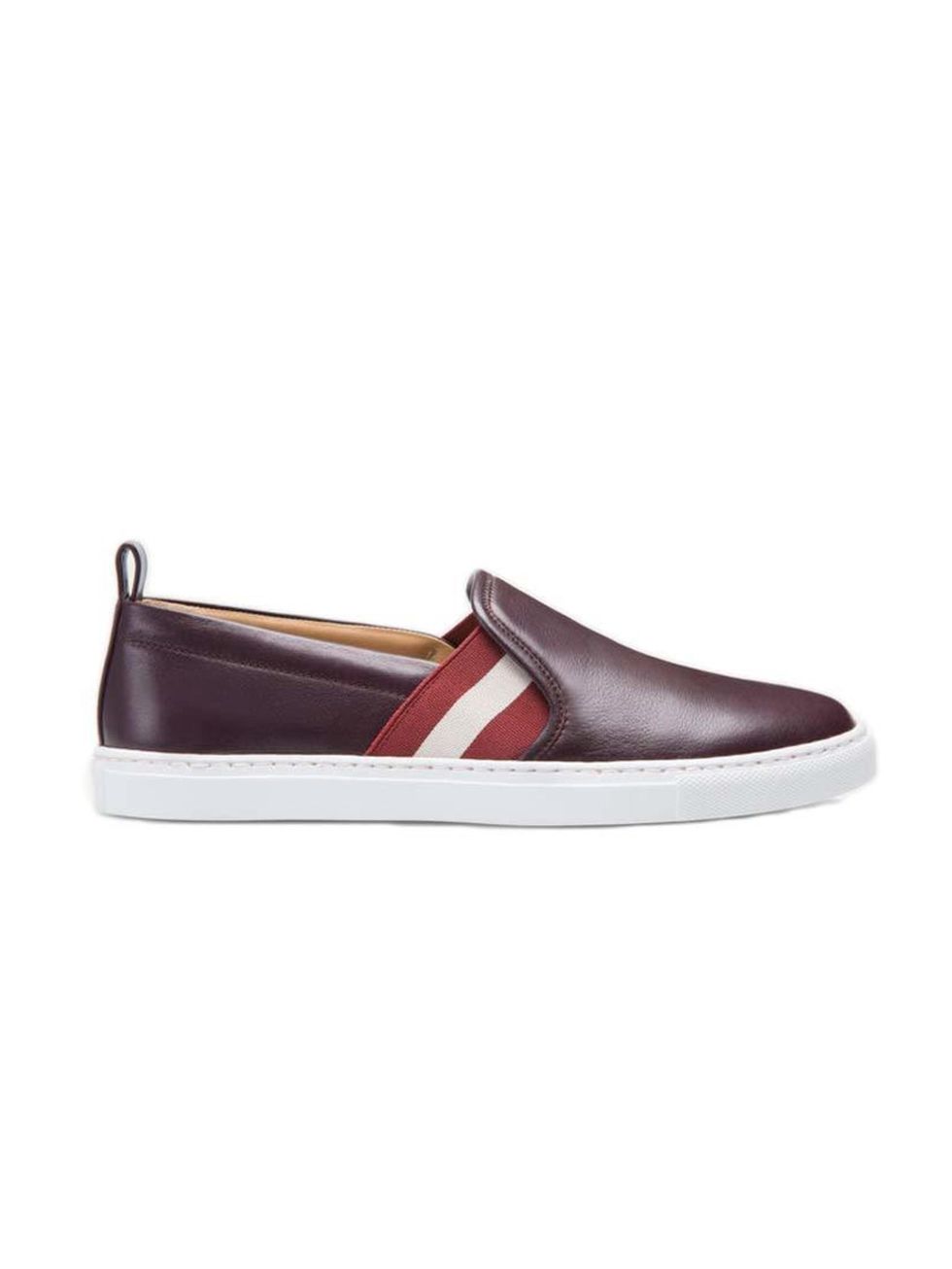 <p>A grown-up take on retro sportswear; trainers for women who don't do trainers. </p>

<p><a href="http://www.bally.co.uk/en_gb/shop-woman/shoes/henrika-women%C2%B4s-leather-slip-on-trainer-in-cherry--6196031.html?cgid=woman-shoes&srule=Product%20name%20