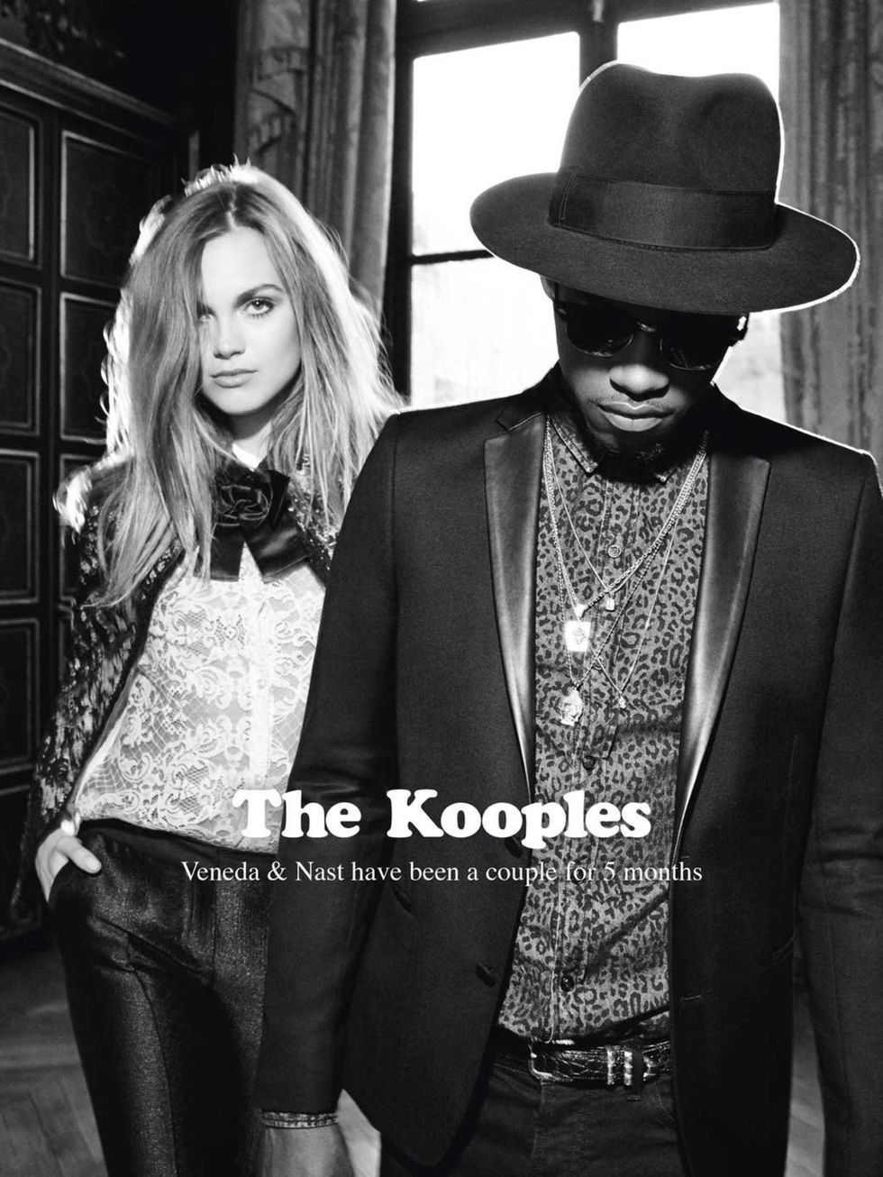 <p>Veneda Budny and A$AP Nast for The Kooples, a/w 2013</p>