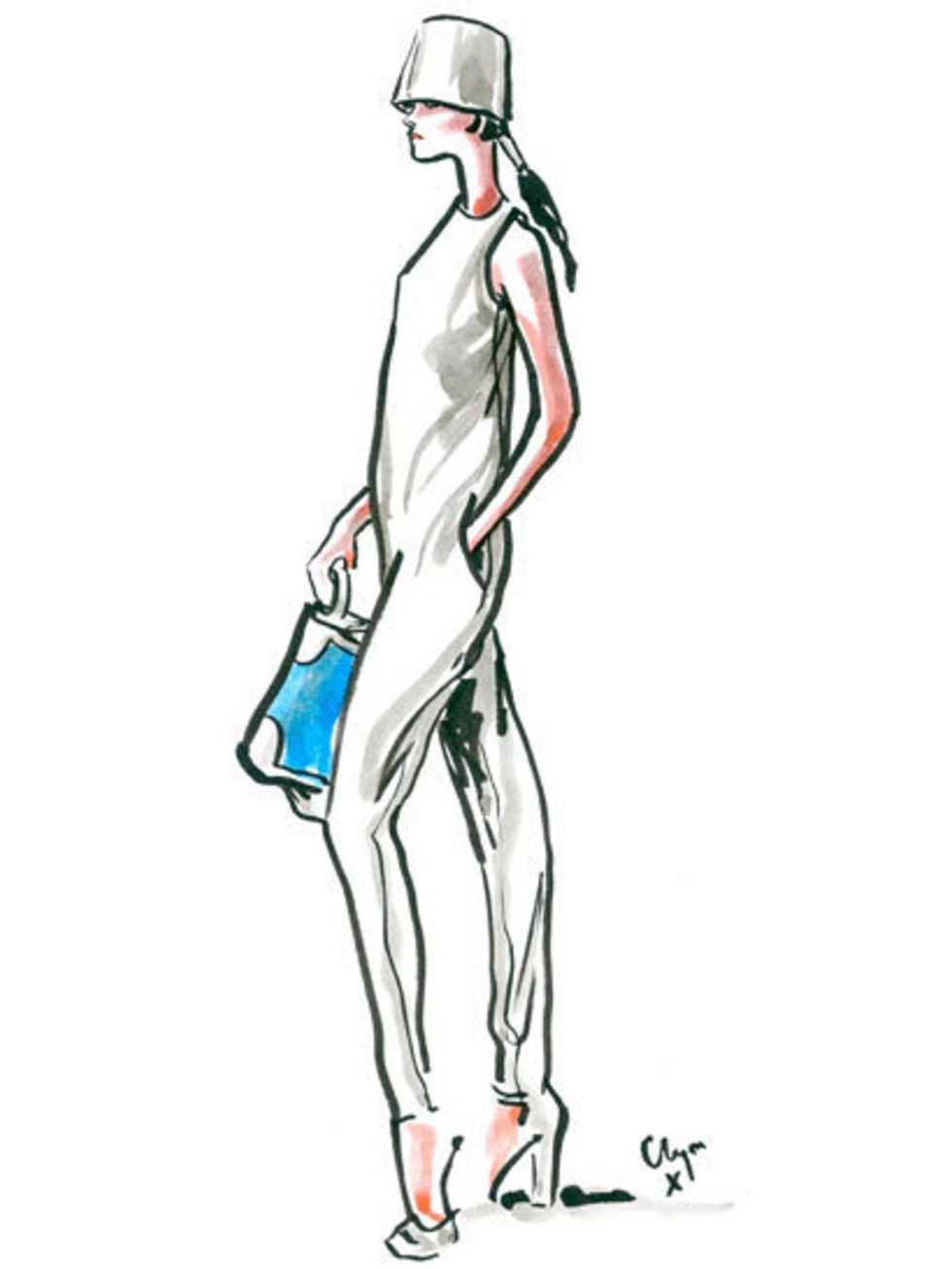 <p>A Eudon Choi spring summer 2013 look illustrated for ELLE by Clym Evernden</p>