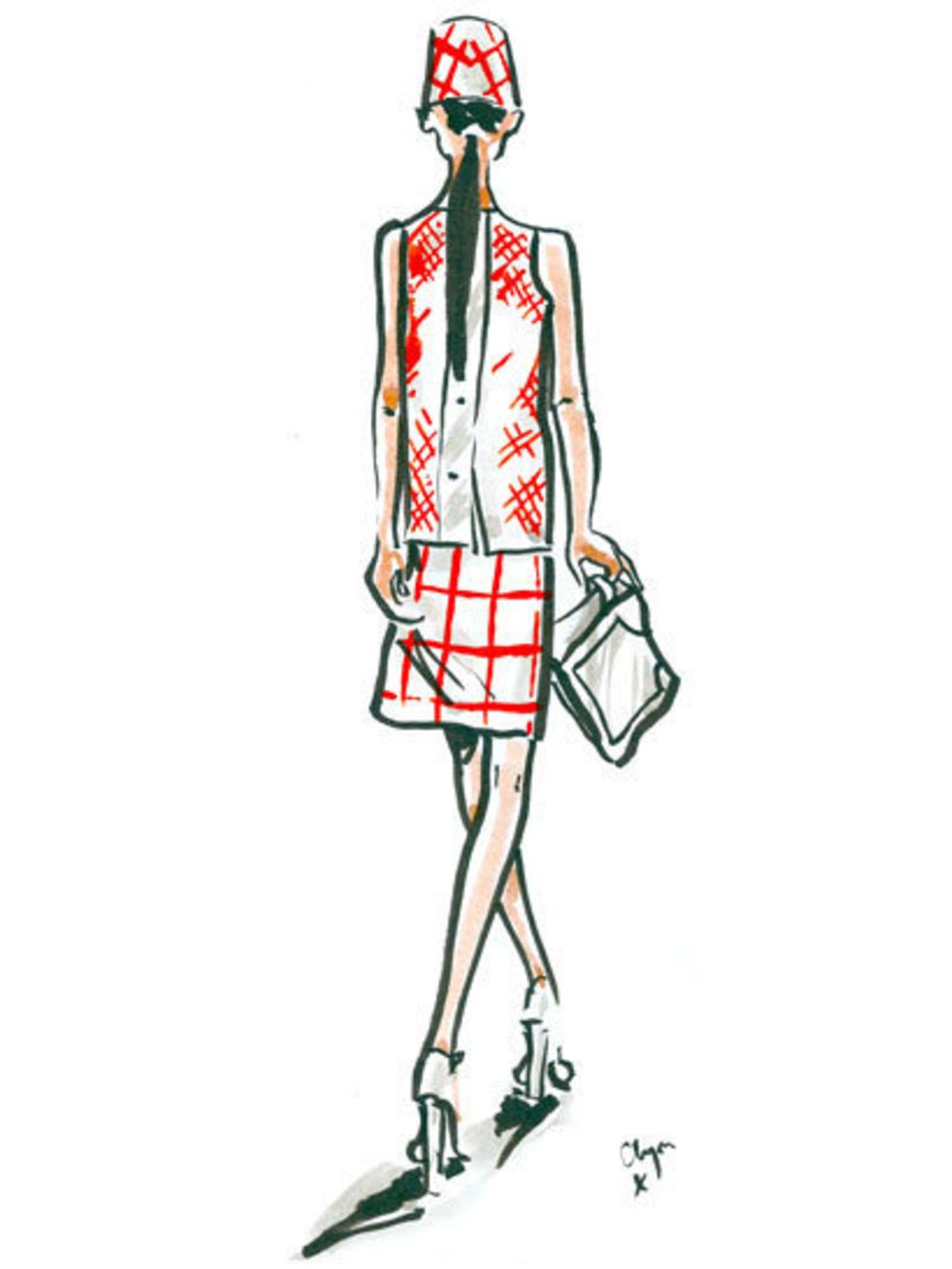 <p>A Eudon Choi spring summer 2013 look illustrated for ELLE by Clym Evernden</p>