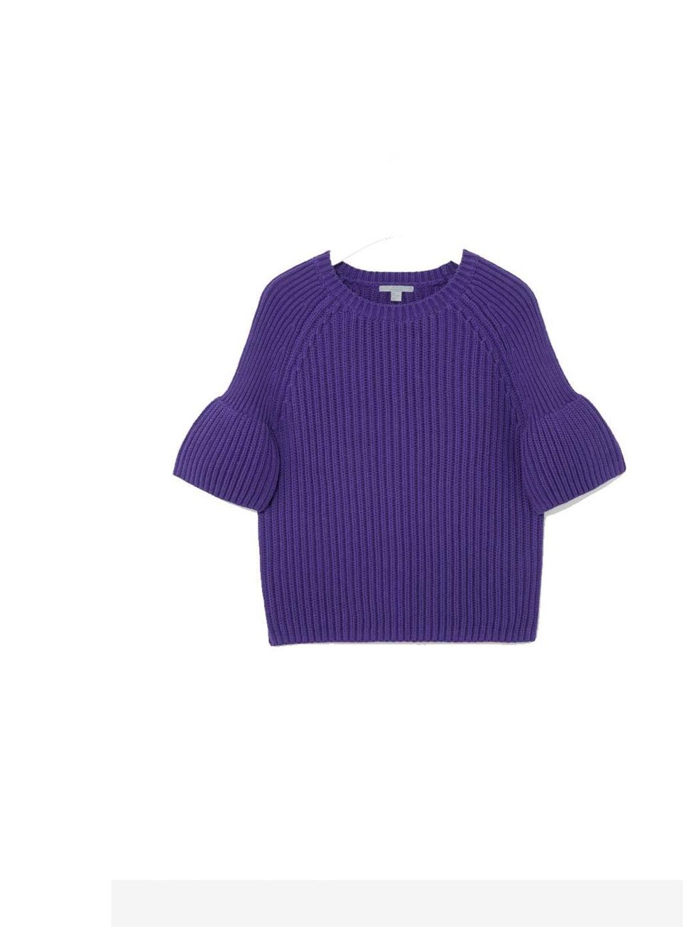 <p>Zingy purple and flirty sleeves- a knit with a twist. Cos, £55, <a href="http://www.cosstores.com/gb/Shop/Women/Knitwear/Rounded_cuff_jumper/46889-12464866.1">cosstores.com</a></p>