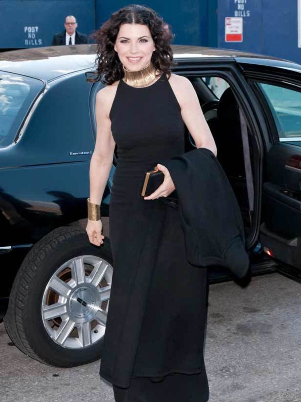 <p> </p><p>Julianna Margulies keeps it simple in a black dress with metallic accents at the Metropolitan Opera gala premiere of 'Rossini's Le Comte Ory'</p>