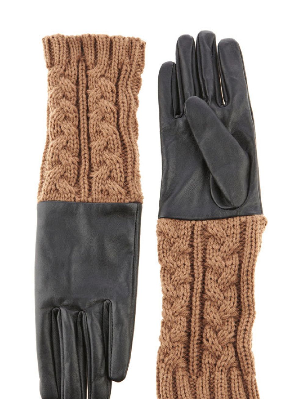 <p><a href="http://www.warehouse.co.uk///warehouse/fcp-product/305978">Warehouse</a> cable knit and leather gloves, £32</p>
