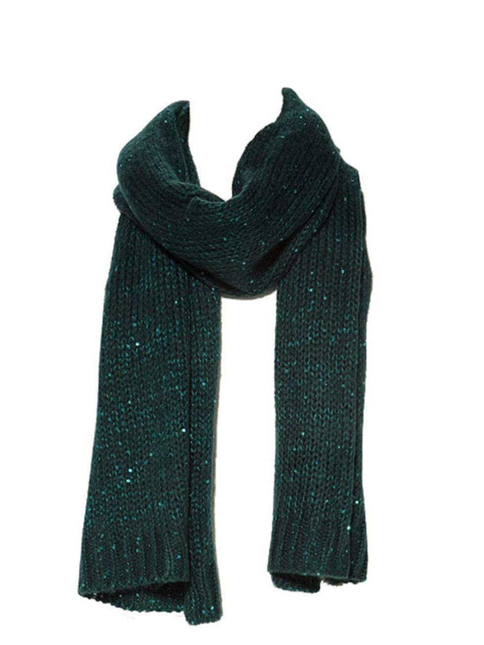 <p><a href="http://www.zara.com/webapp/wcs/stores/servlet/product/uk/en/zara-W2011/131508/440508/SEQUINNED%2BKNIT%2BSCARF">Zara</a> green sequin scarf, £19.99</p>