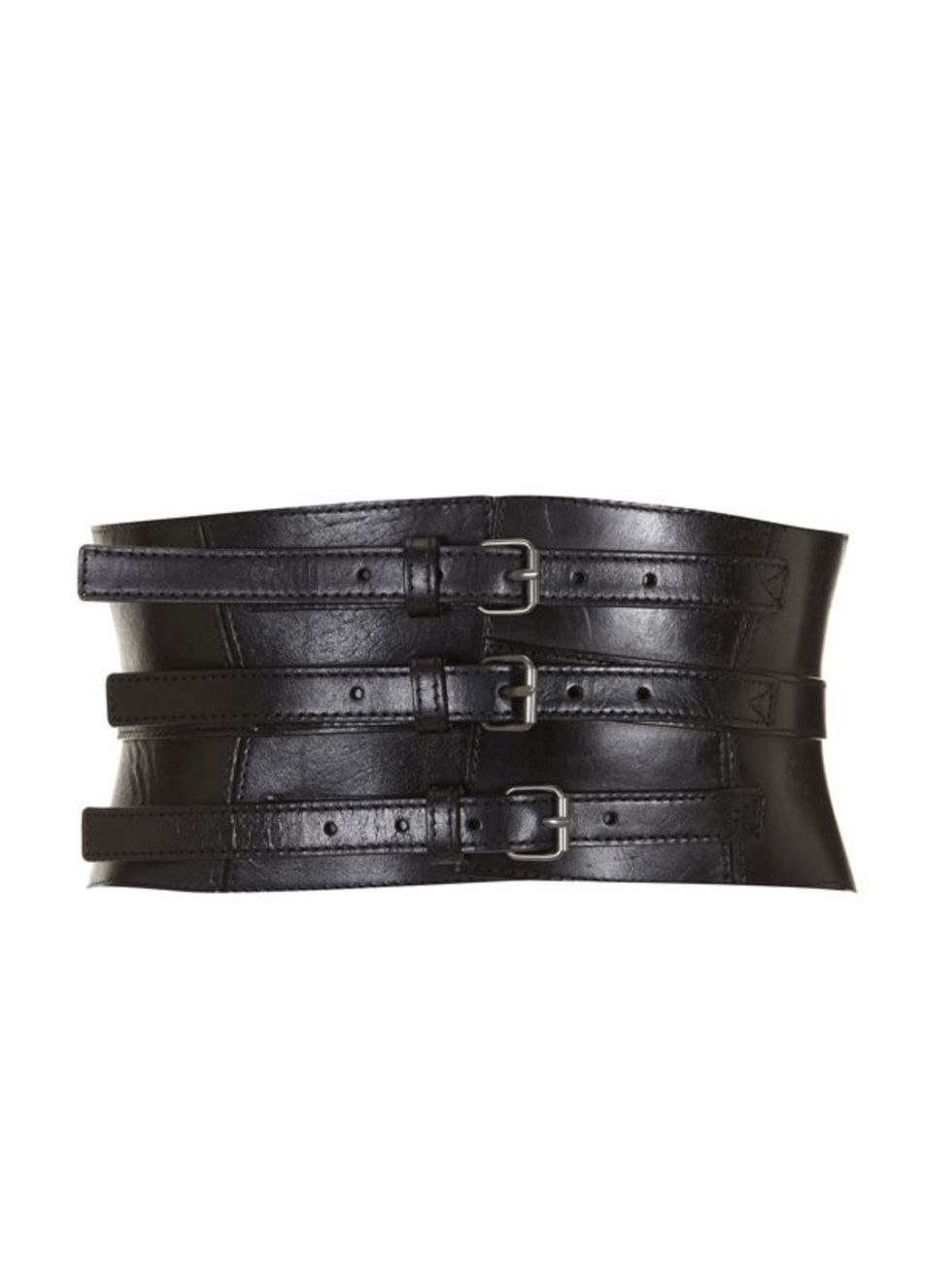 <p>Topshop leather corset belt, £50, for stockists call 0845 121 4519</p>