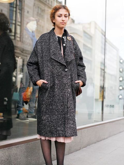 <p>Photo by Silvia Olsen.Sana Atwa, 18, Student. Monki jacket, dress from Camden market, Vagabond shoes, vintage bag.</p>