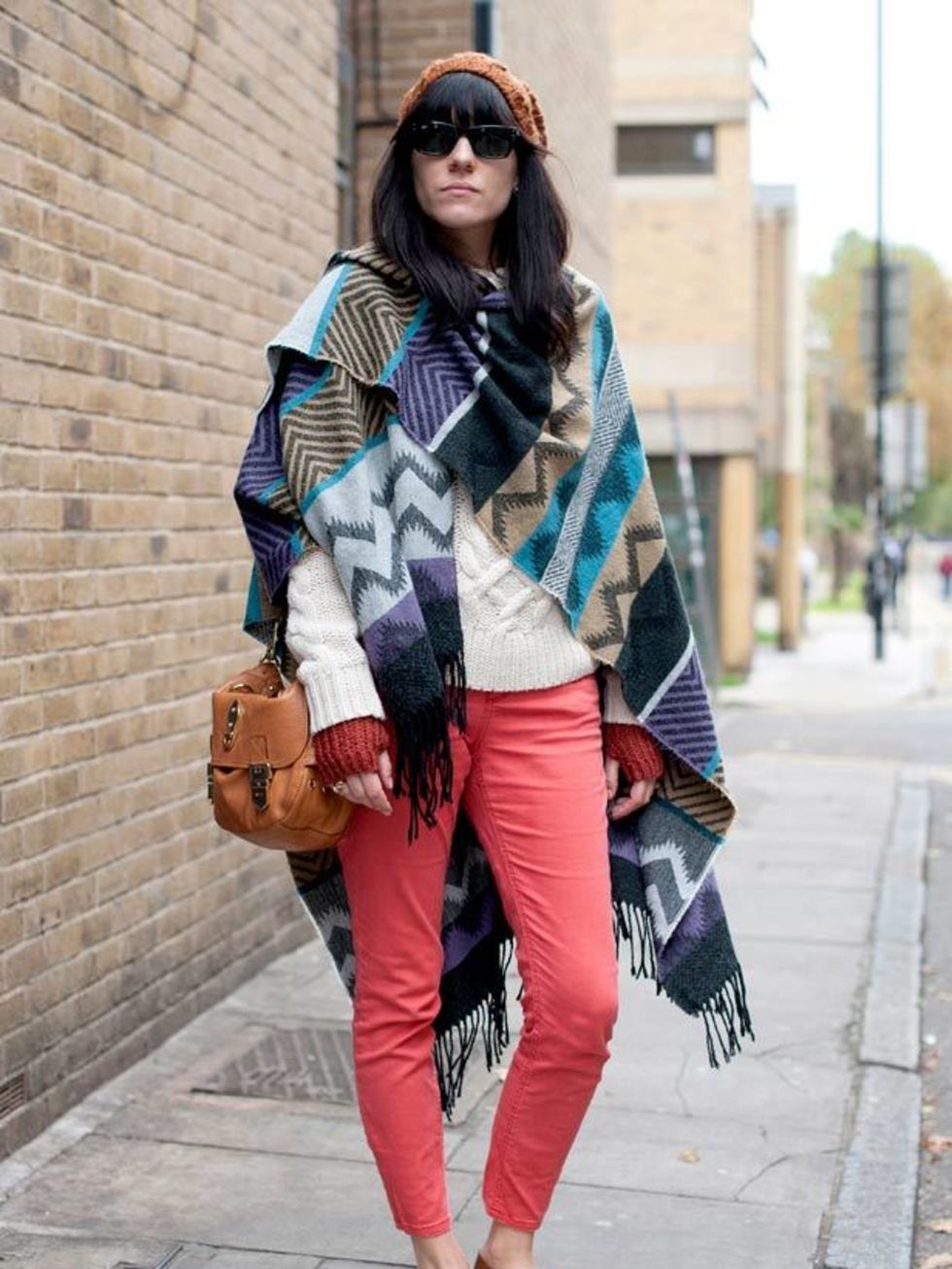 <p>Photo by Kirstin SinclairStephanie, 27, Marketing Manager. Vintage jumper, Dorothy Perkins, Urban Outfitters shoes and scarf, Mulberry bag, Ray Ban shades, Asos hat.</p>