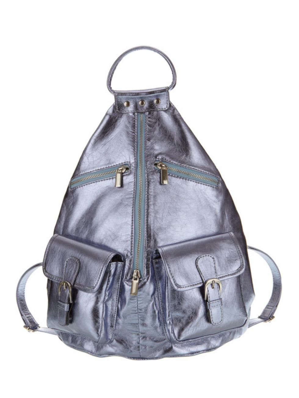 <p>Topshop metallic backpack, £38, for stockists call 0845 121 4519</p>