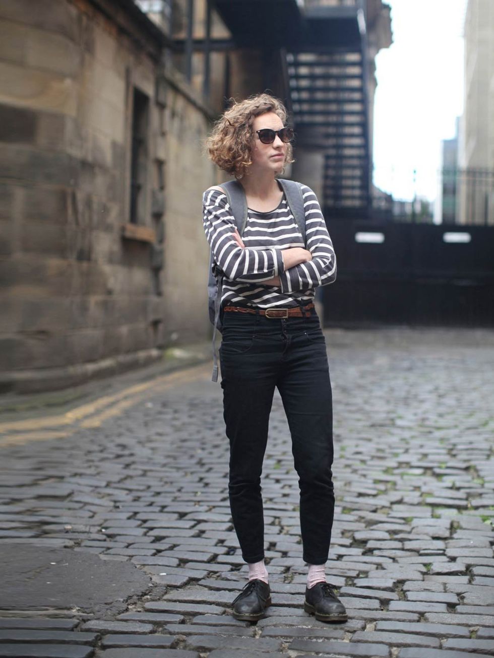 <p>Natalie wears <a href="http://www.petit-bateau.co.uk/">Petit Bateau</a> top, vintage belt, <a href="http://www.topshop.com/?geoip=home%23">Topshop</a> jeans and <a href="http://uk.drmartens.com/uk/">Dr. Martens</a> shoes.<em>More street style galleries