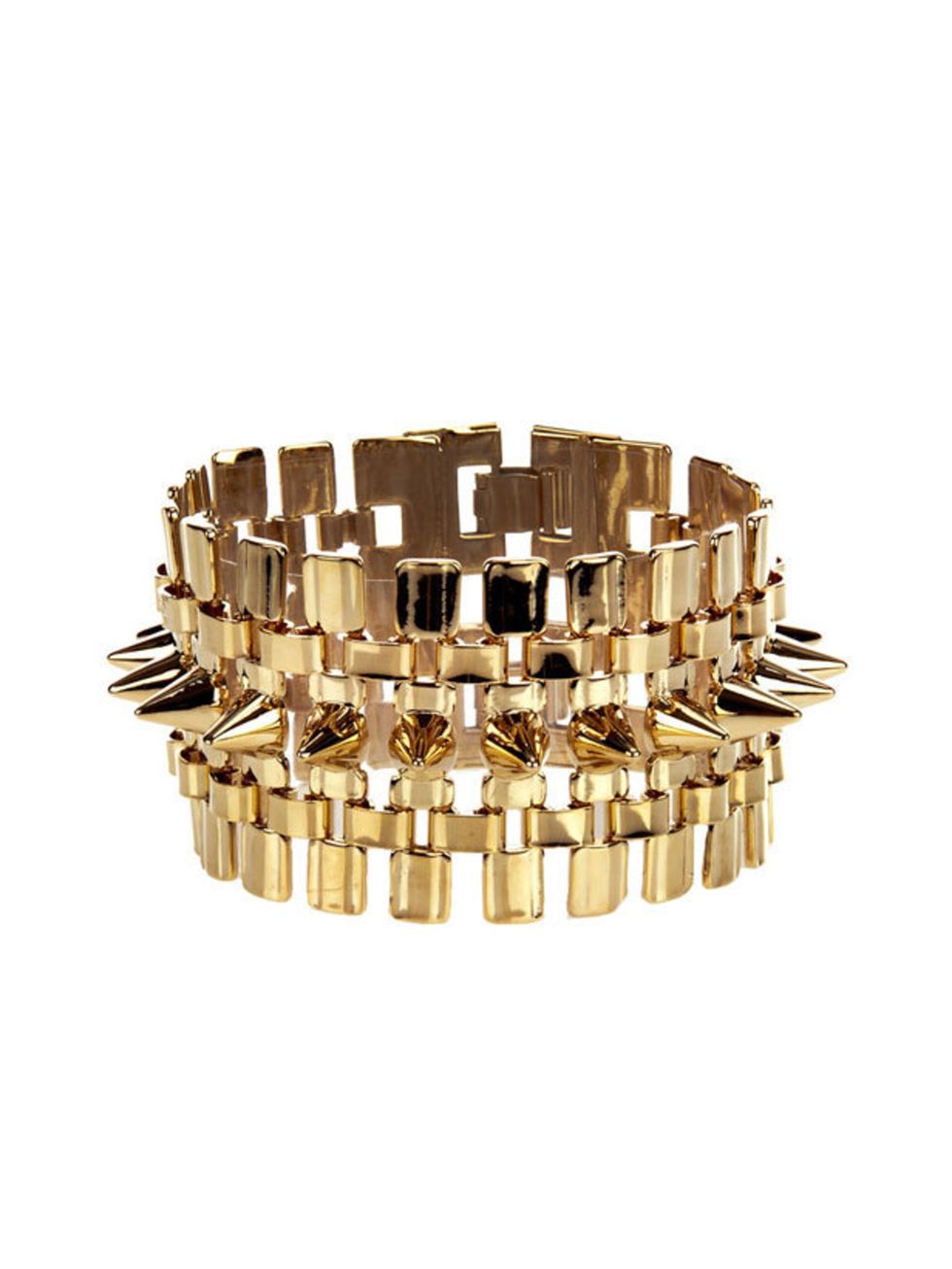 <p>Eddie Borgo gold bracelet, £175 (was £250), at <a href="http://www.farfetch.com/shopping/women/eddie-borgo-spike-bangle-item-10113312.aspx">Farfetch</a></p>