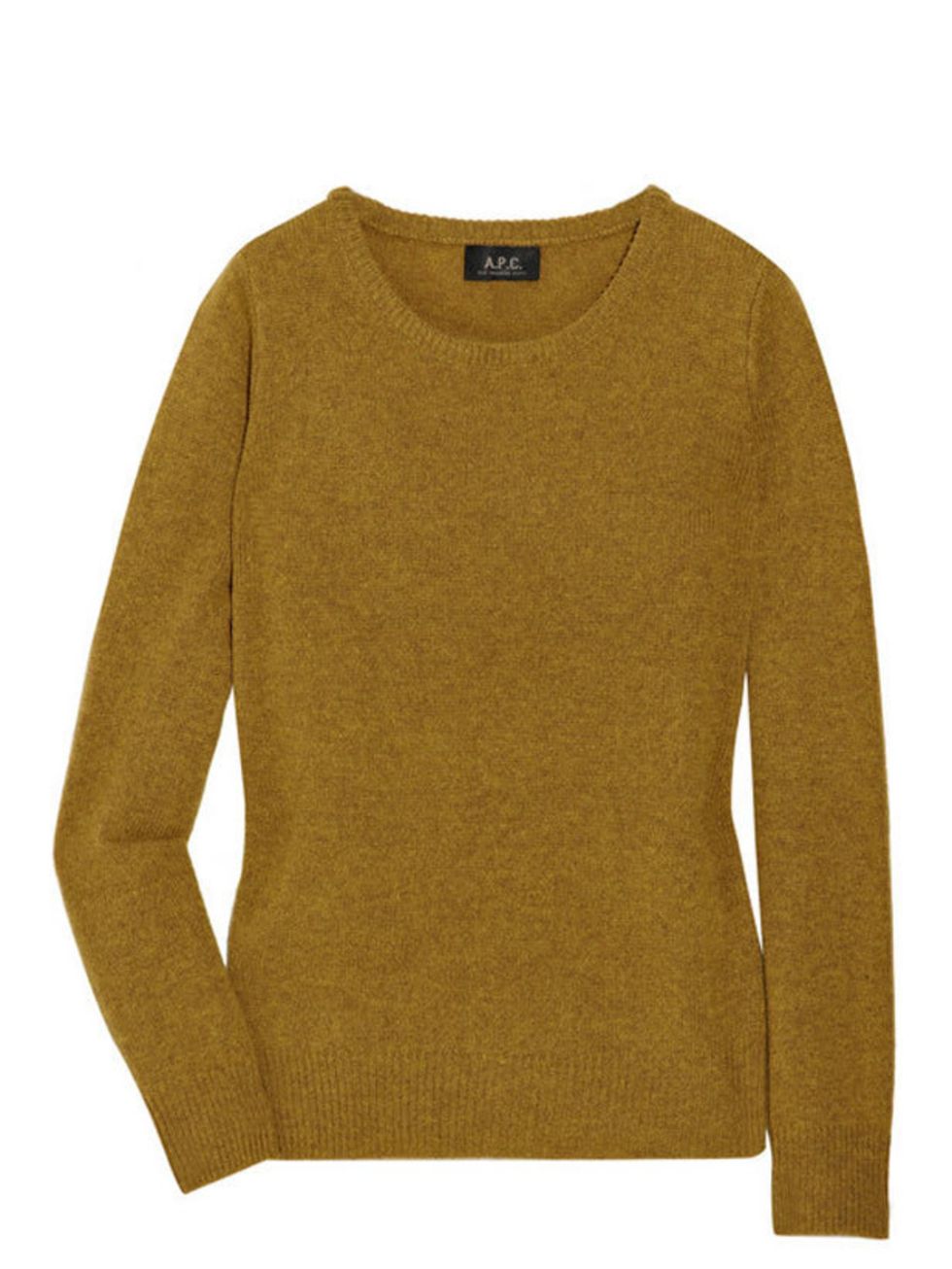 <p><a href="http://www.apc.fr/wwuk/woman/pullovers/crew-neck-pullover-in-wool_pFV265669/colour-ochre-chine_dBA00003082-BV00256301.html">A.P.C.</a> wool sweater, £140</p>