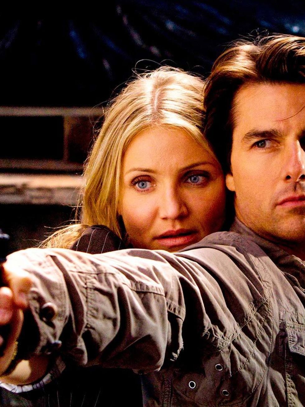 <p><strong>Cameron Diaz and Tom Cruise</strong></p>

<p>Cameron Crowe-directed <em>Vanilla Sky</em> first saw the stars join with Cam Diazs on-screen unrequited pursuit of Tom Cruise. Eight years later, the pair headed up action flick <em>Knight and Day<