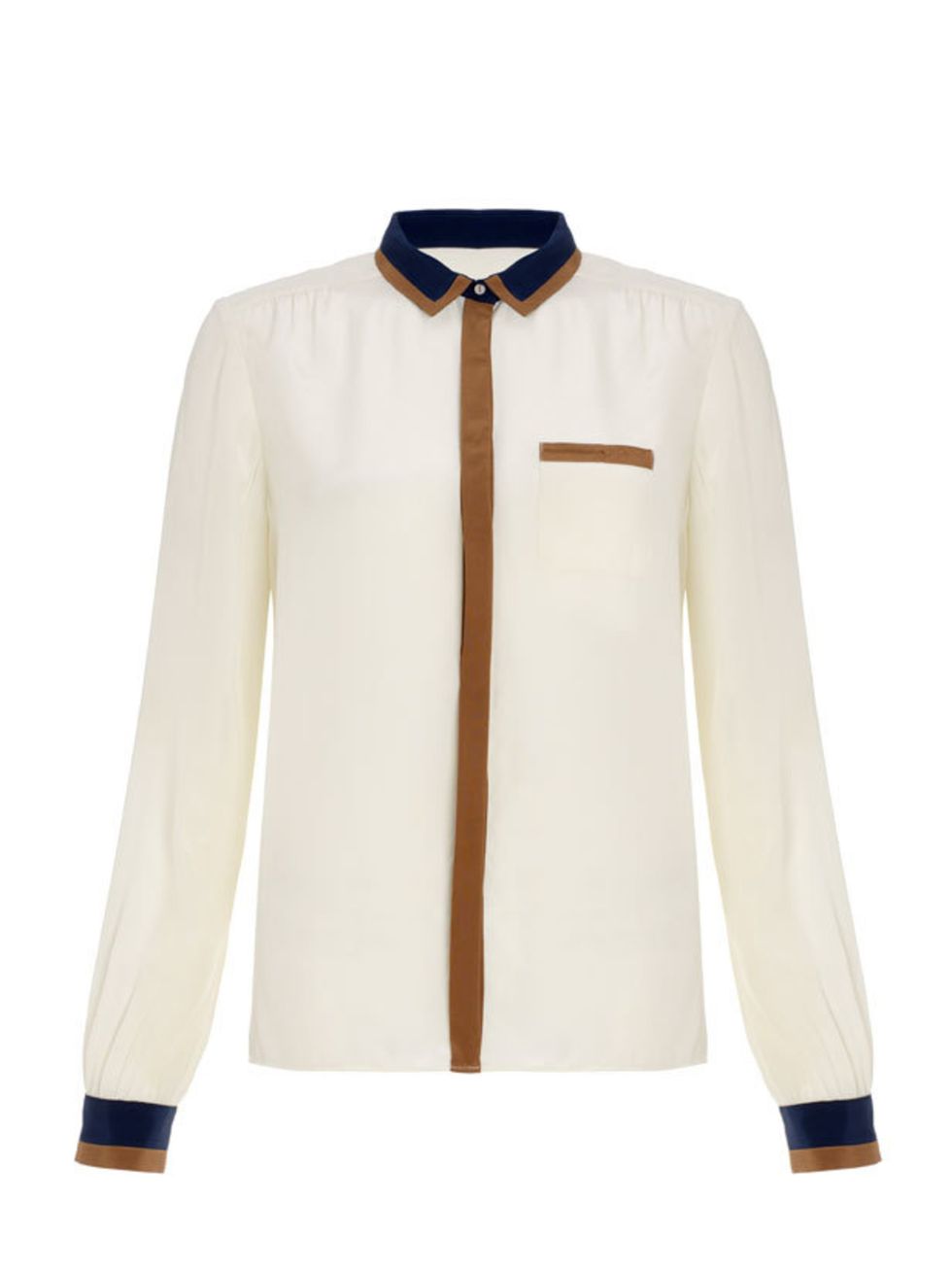 <p>Make the return to work more enjoyable with a chic new blouse <a href="http://www.whistles.co.uk/fcp/categorylist/dept/shop?resetFilters=true">Whistles</a> colour block blouse, £125</p>