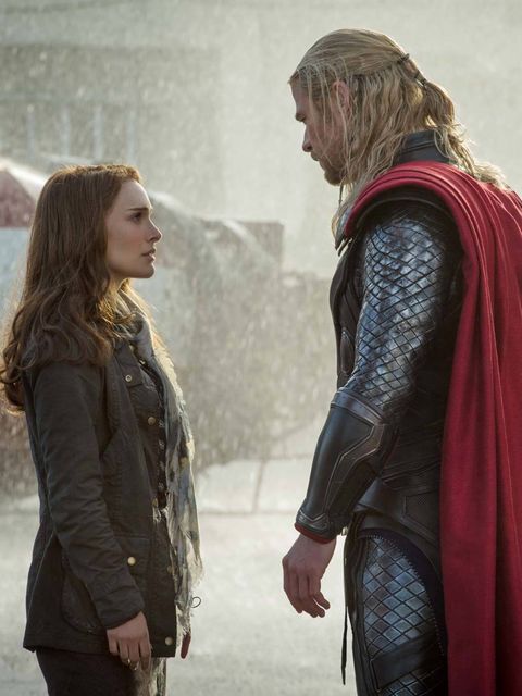 <p>Natalie Portman and Chris Hemsworth in Thor</p>