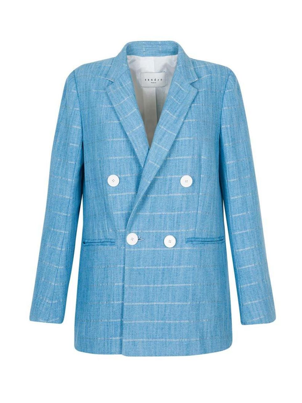 <p>Give this season's romantic blouse some structure by pairing with this double-breasted jacket.</p>

<p><a href="http://uk.sandro-paris.com/en/woman/jackets/violette-jacket/V6073E.html?dwvar_V6073E_color=47" target="_blank">Sandro</a> jacket, £315</p>