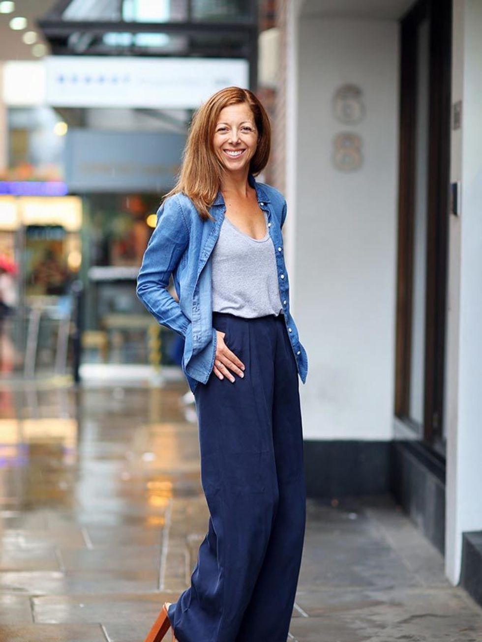 <p>Kirsty Dale, Executive Fashion and Beauty Director</p>

<p>Conscious denim shirt, Conscious trousers</p>