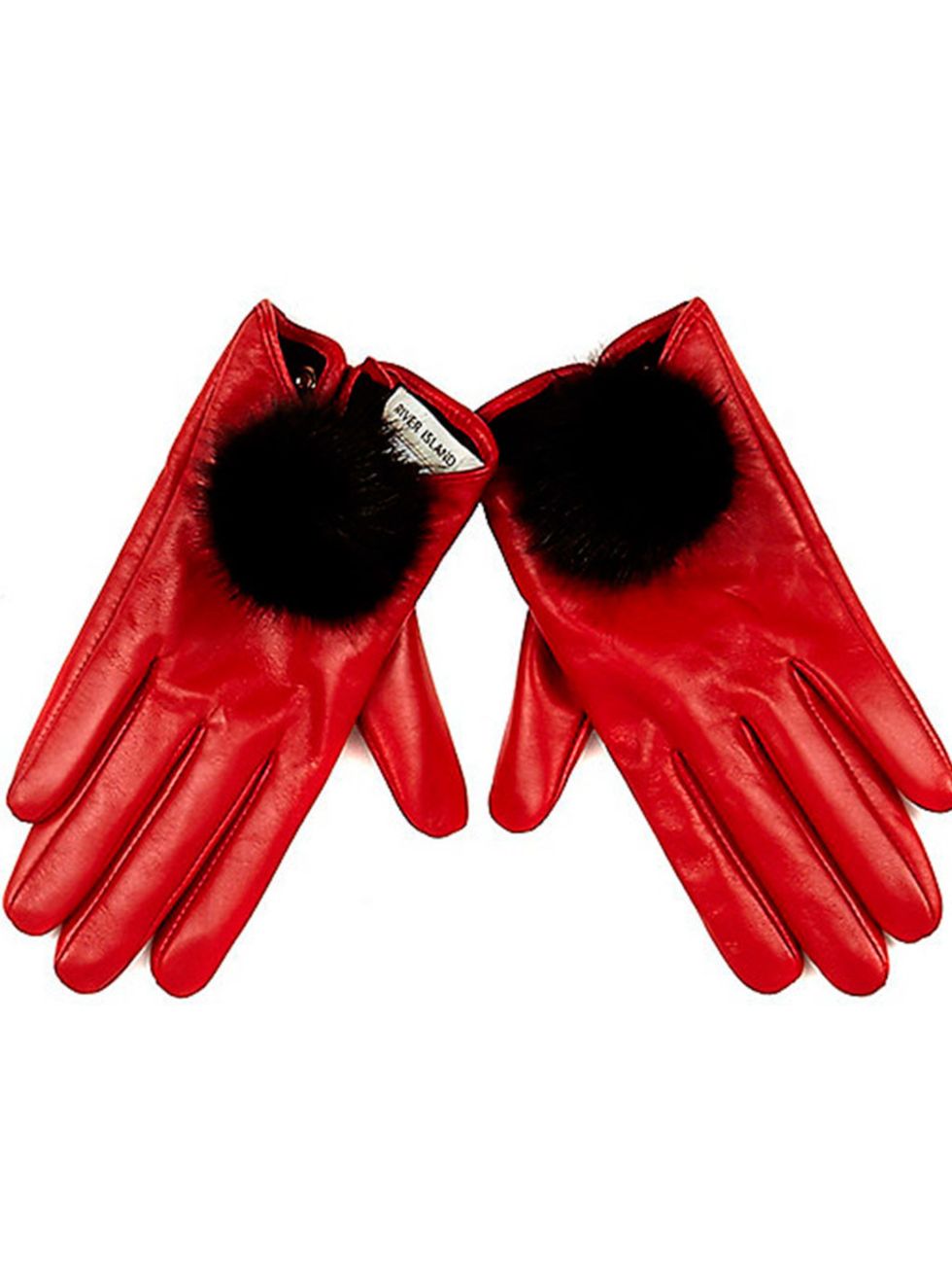 <p><a href="http://www.riverisland.com/women/accessories/gloves/red-leather-pom-pom-gloves-670844" target="_blank">River Island leather gloves</a>, £25 + your RI 25% discount card = £18.75</p>