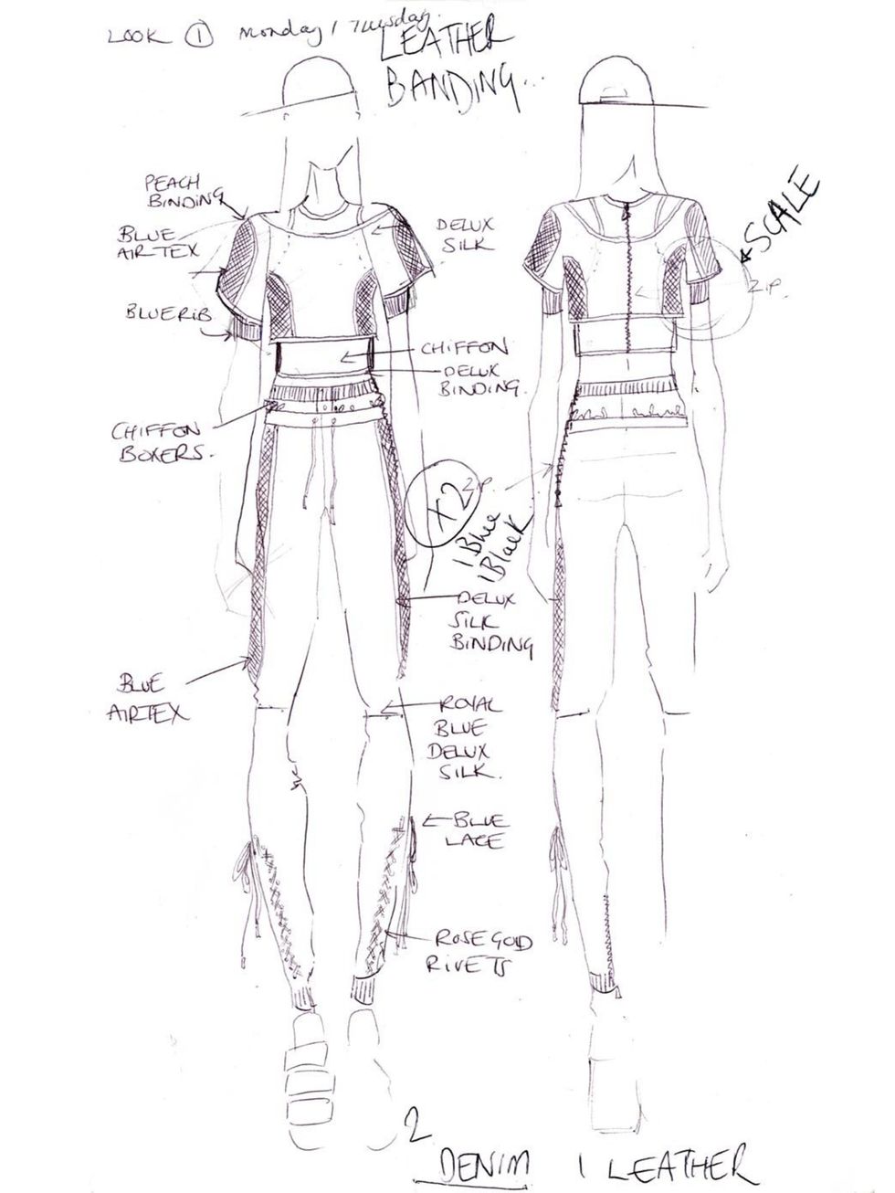 <p>Designer Katy Eary's sketch of Cheryl Cole's stage wear</p>