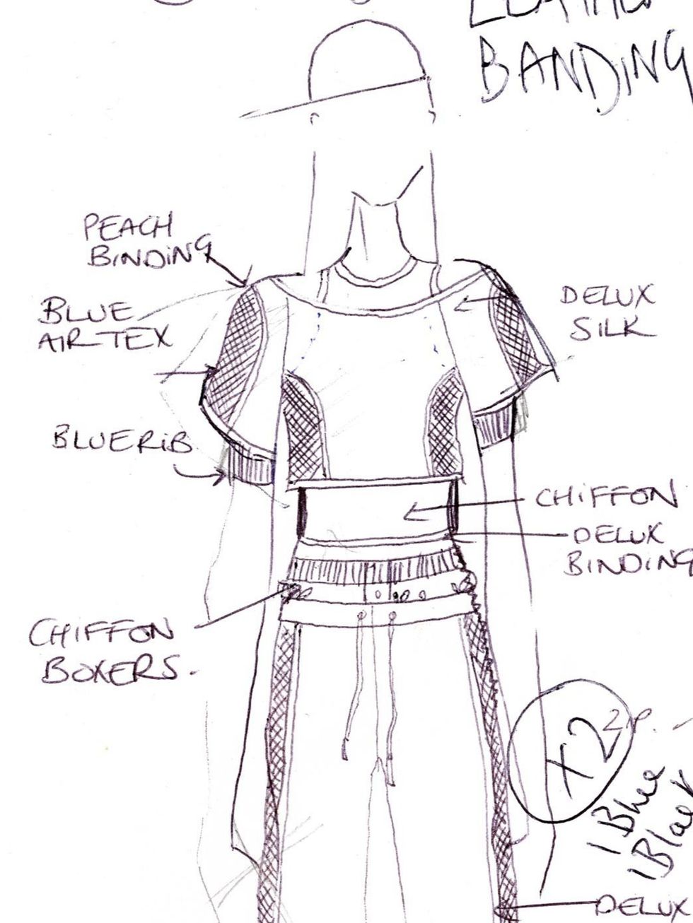 <p>Designer Katy Eary's sketch of Cheryl Cole's stage wear</p>