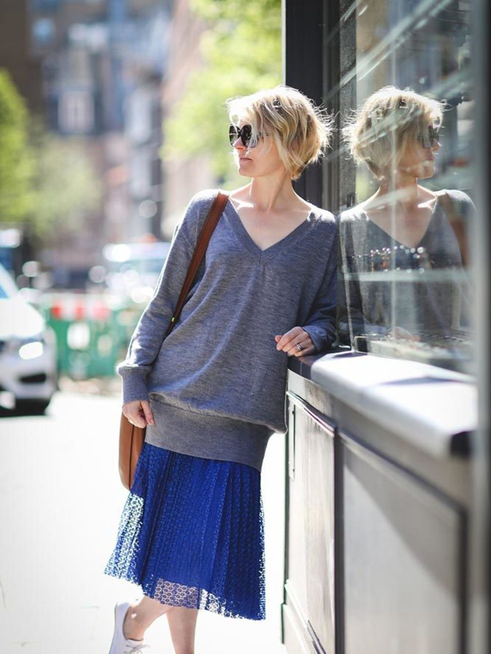 <p>Lorraine Candy, Editor-In-Chief</p>

<p>MiH sweater, Marks &amp; Spencer skirt, Office shoes, Coach bag, Tom Ford sunglasses</p>