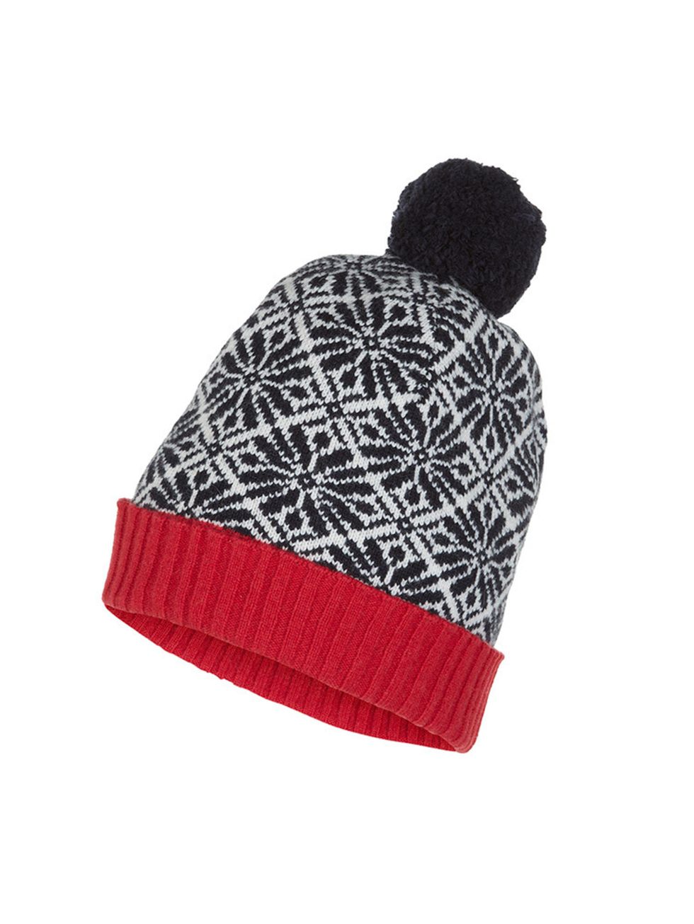 <p>This printed bobble hat is a fun way to keep warm.</p>

<p><a href="http://www.hobbs.co.uk/product/display?productID=0214-1837-388200&refpage=accessories/hats-umbrellas" target="_blank">Hobbs bobble hat</a>, £25.</p>