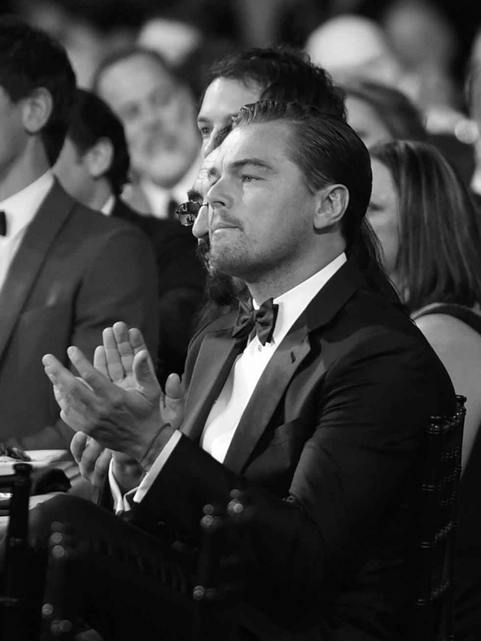A respectful slow clap from Leonardo DiCaprio. Is that a Kabbalah bracelet?