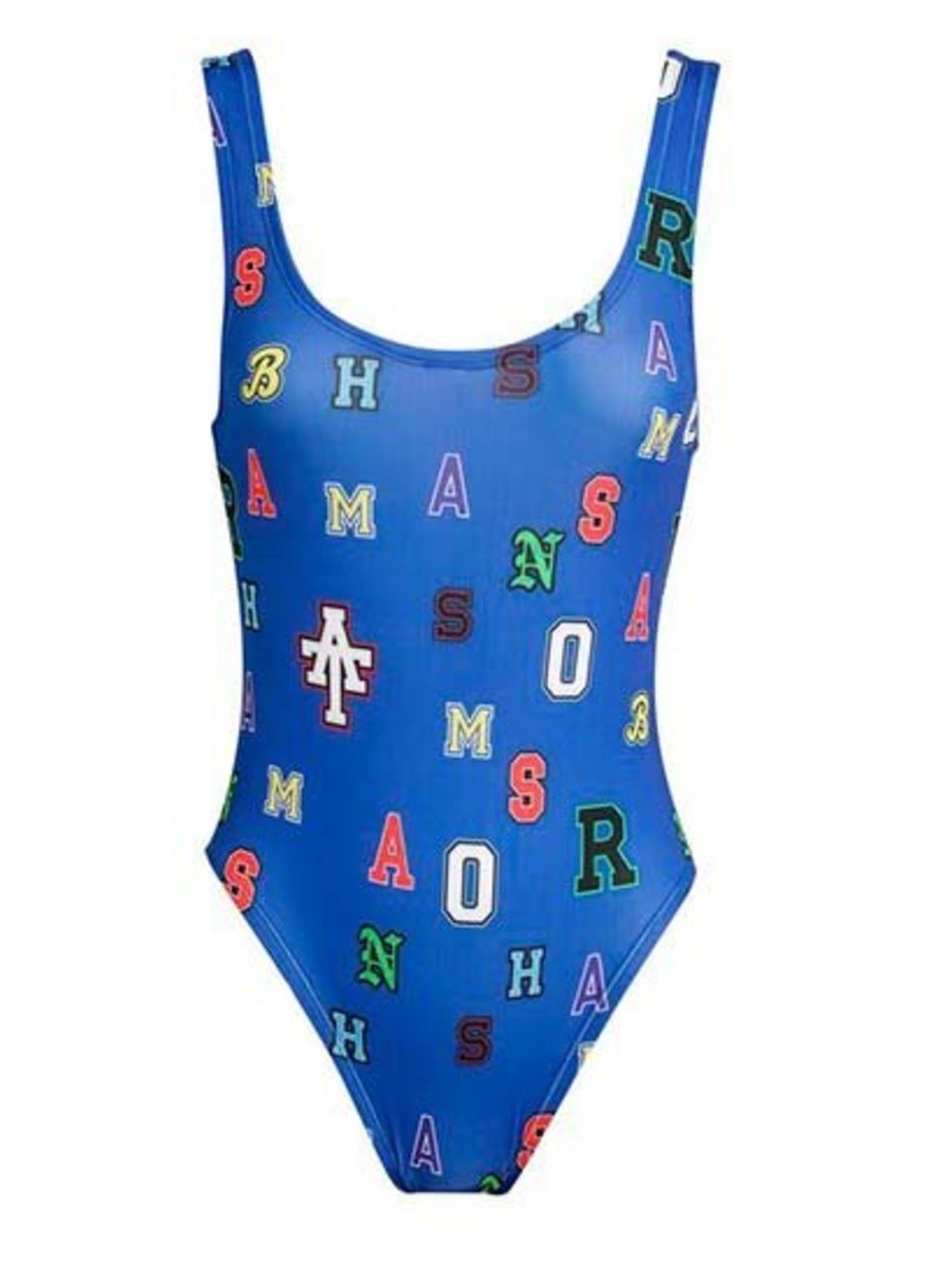 <p>Spell it out with this Abrahamsson swimsuit, £95 at <a href="http://www.brownsfashion.com/product/03A625740002/046/abrahamsson-logo-body">Browns</a>.</p>