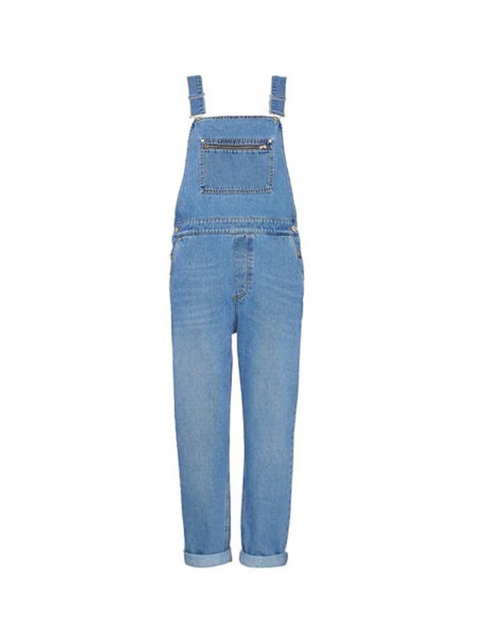 <p>Layer over a printed silk shirt, or this season's fine-knit rollneck.</p>

<p><a href="http://www.whistles.com/women/clothing/jeans/slim-denim-dungarees-20093.html?dwvar_slim-denim-dungarees-20093_color=Denim#" target="_blank">Whistles</a> dungarees, £