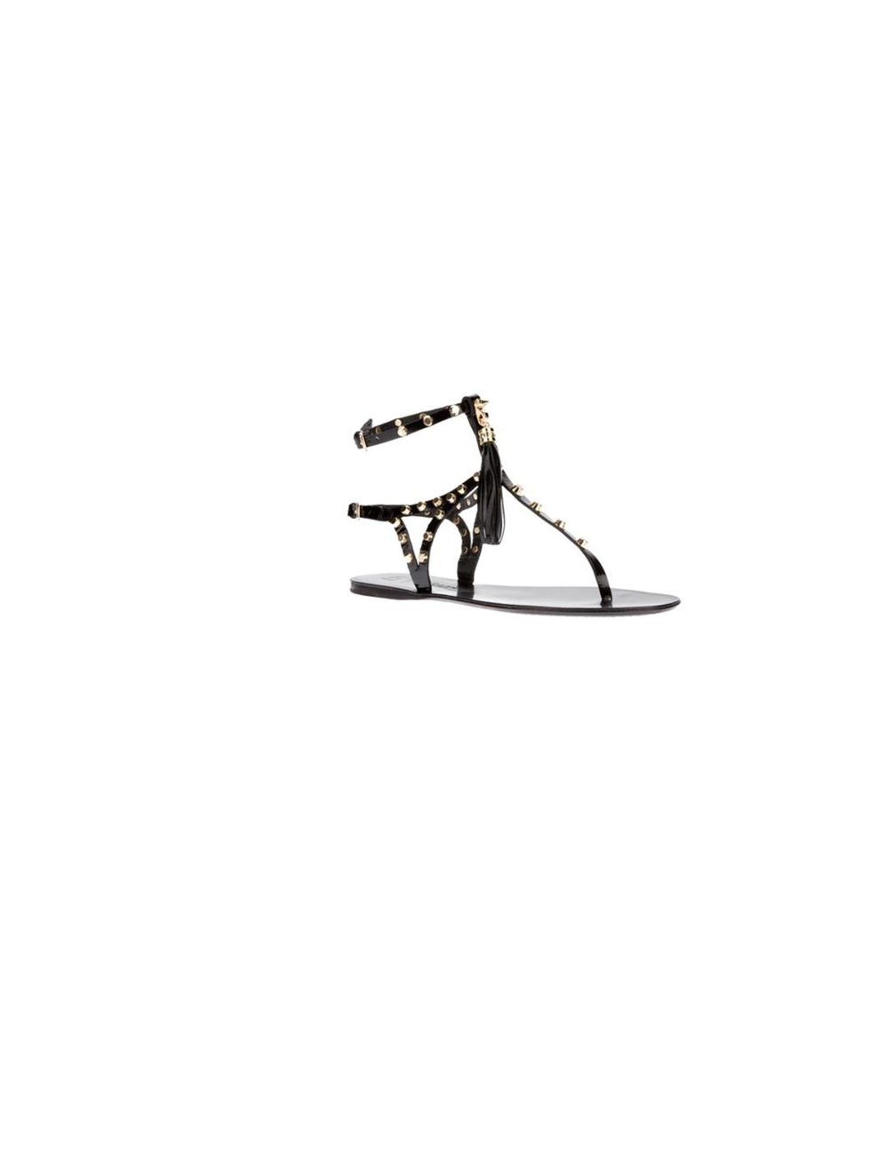 <p>Give your look an edge with studded sandals, Ioannis flats, £129.90, at <a href="http://www.farfetch.com/shopping/women/ioannis-studded-t-bar-sandal-item-10422981.aspx?storeid=9339">Farfetch.com</a></p>