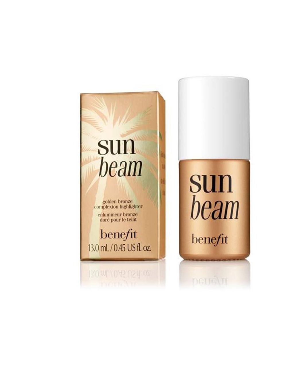 <p><a href="http://www.benefitcosmetics.co.uk/product/view/sun-beam">Benefit Sunbeam Complexion Highlighter, £19.50</a></p><p>Dab on your cheeks, above your brow for a glowing complexion or mix a little with your body moisturiser for a subtle shimmer for 