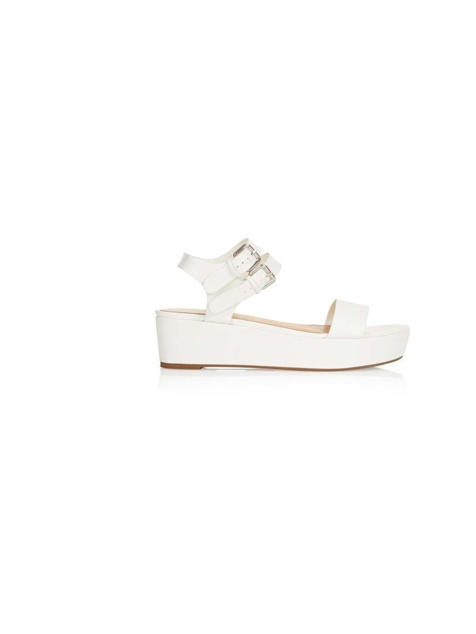 <p>The flatform sandal has turned out to be the shoe of the summer - we love this minimalist white pair.</p><p><a href="http://www.topshop.com/en/tsuk/product/shoes-430/flats-459/hanna-flatform-sandals-1841081?bi=1&ps=200">Topshop</a> shoes, £32</p>