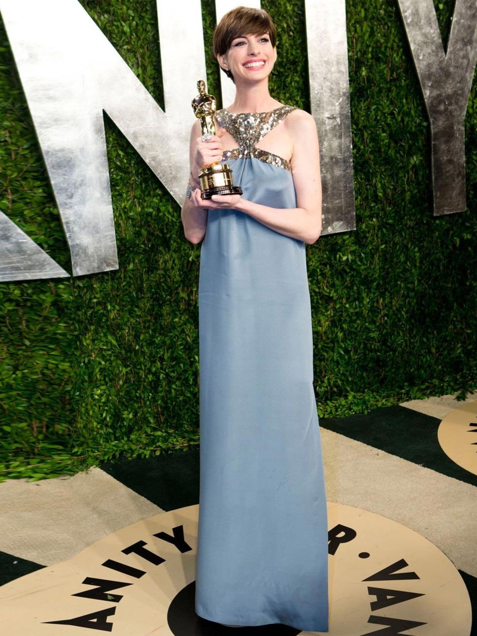 <p><a href="http://www.elleuk.com/star-style/celebrity-style-files/anne-hathaway-s-best-looks">Anne Hathaway</a> in Saint Laurent</p>