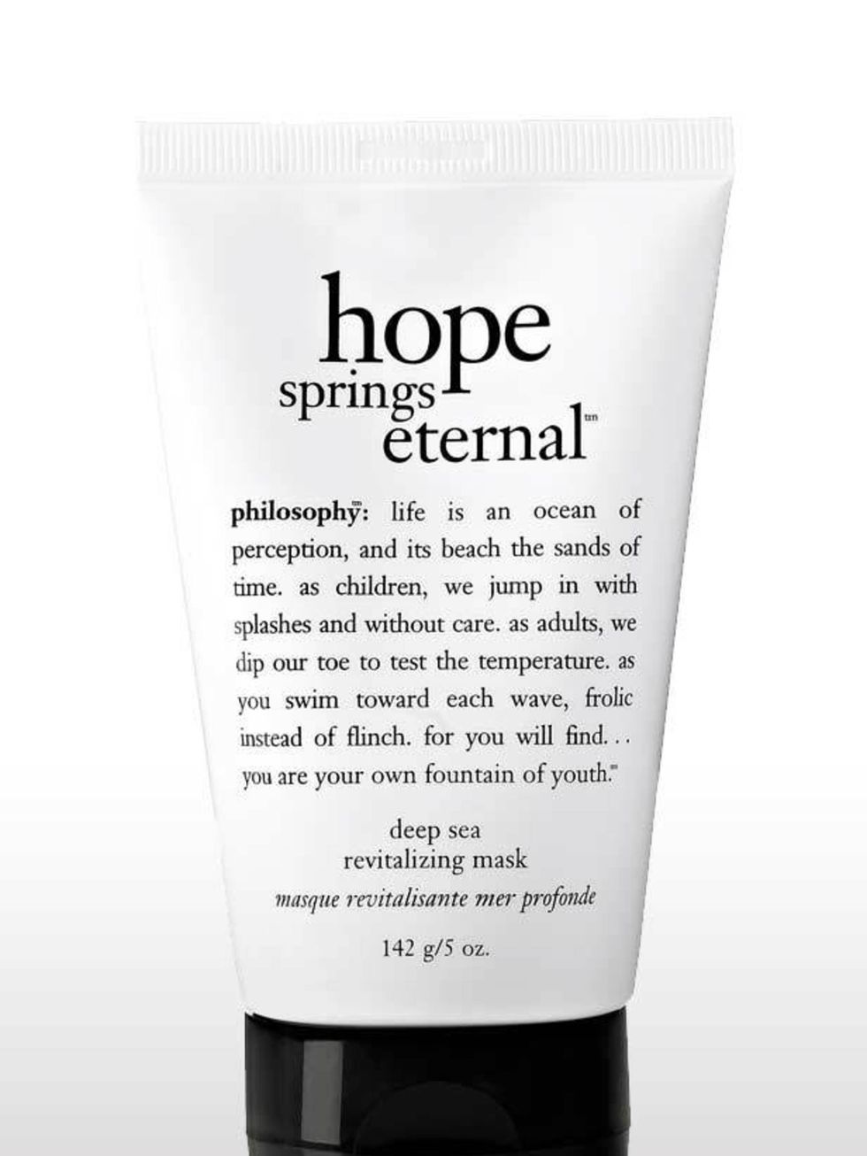 <p>This green gel-like mask contains spirulina, an antioxidant found in seaweed and natural sea salt to purify. It leaves skin deeply cleansed and glowing. </p><p>Hope Springs Eternal Deep Sea Revitalizing Mask, £20 by Philosophy. Enq: 0870 990 8452</p>