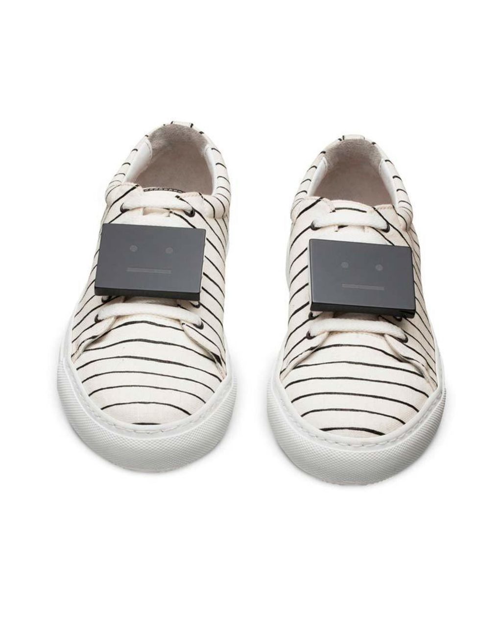 <p>A winning combination of stripes and emoticons.. </p><p>Trainers £270 by <a href="http://www.acnestudios.com/shop/women/shoes/adriana-stripe-white-black.html">Acne Studios</a></p>