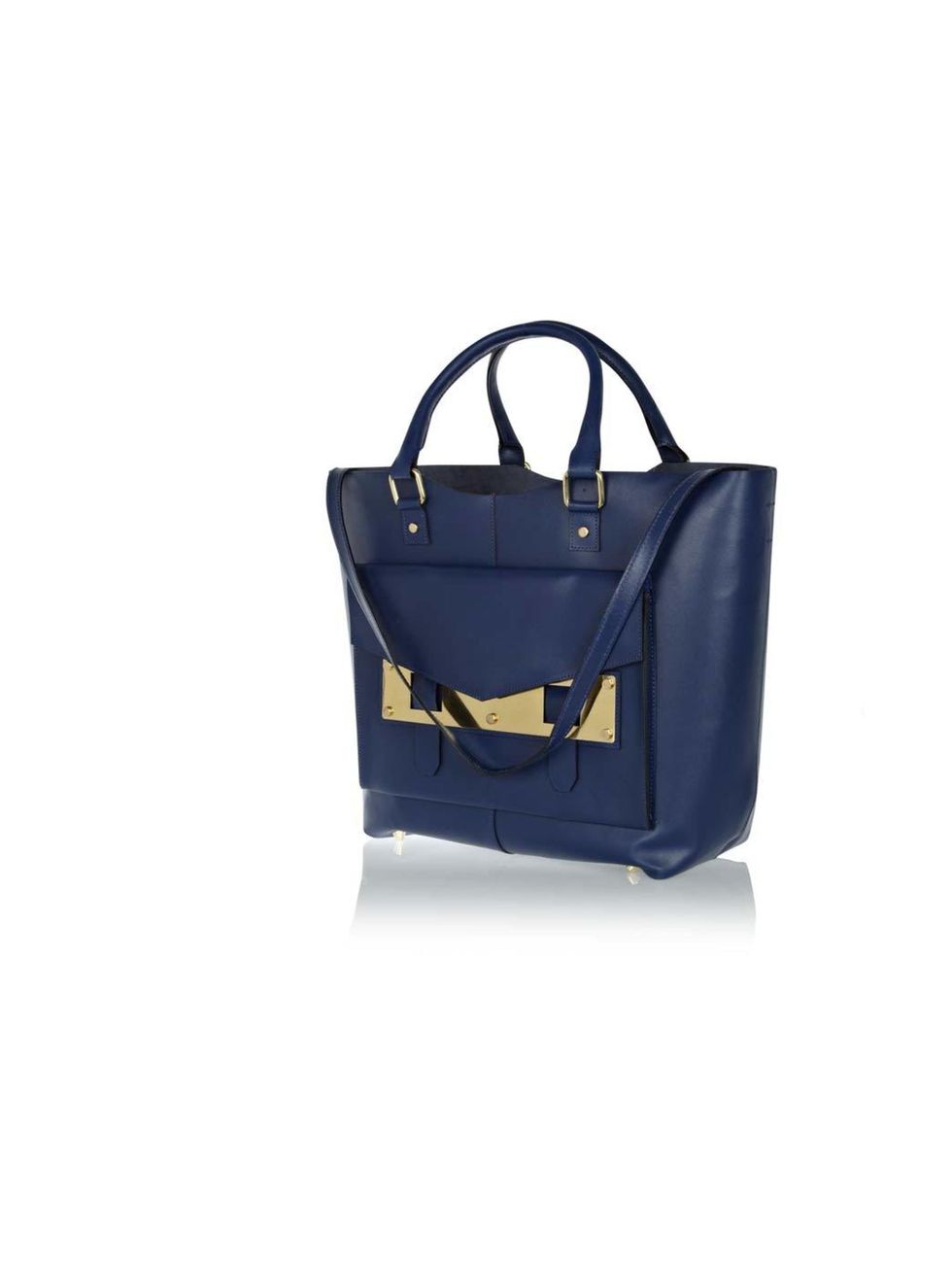 <p>River Island is my go-to for statement pieces that channel the key new season trends.</p><p>- Sarah Bonser, Fashion Assistant</p><p><a href="http://www.riverisland.com/women/bags--purses/shopper--tote-bags/Blue-leather-metal-plate-tote-bag-638220">Rive