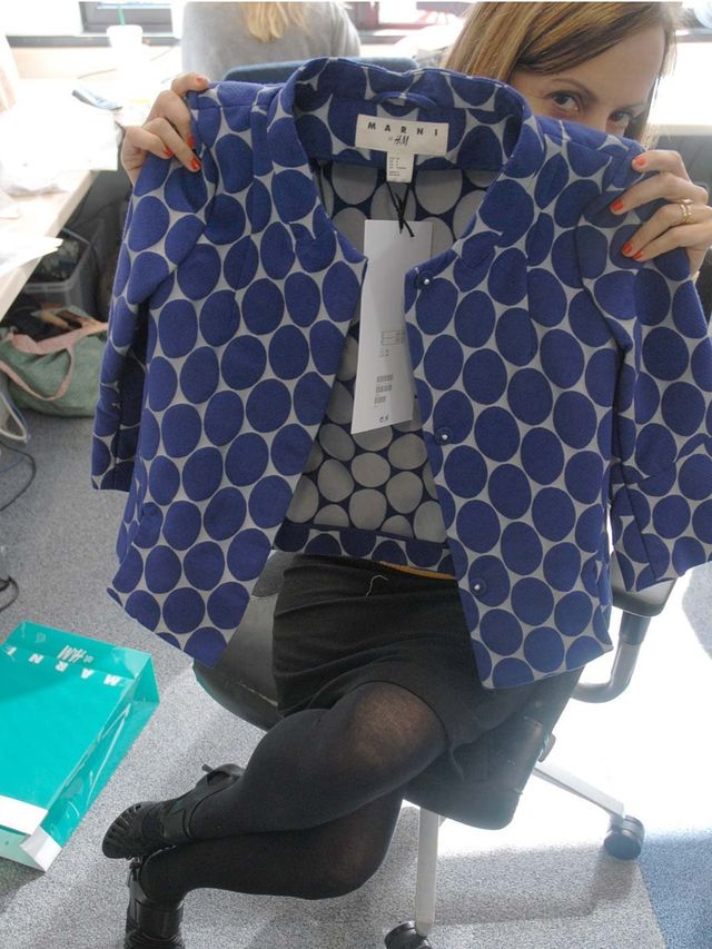 <p>Anne-Marie Curtis with her new Marni for H&amp;M jacket</p>