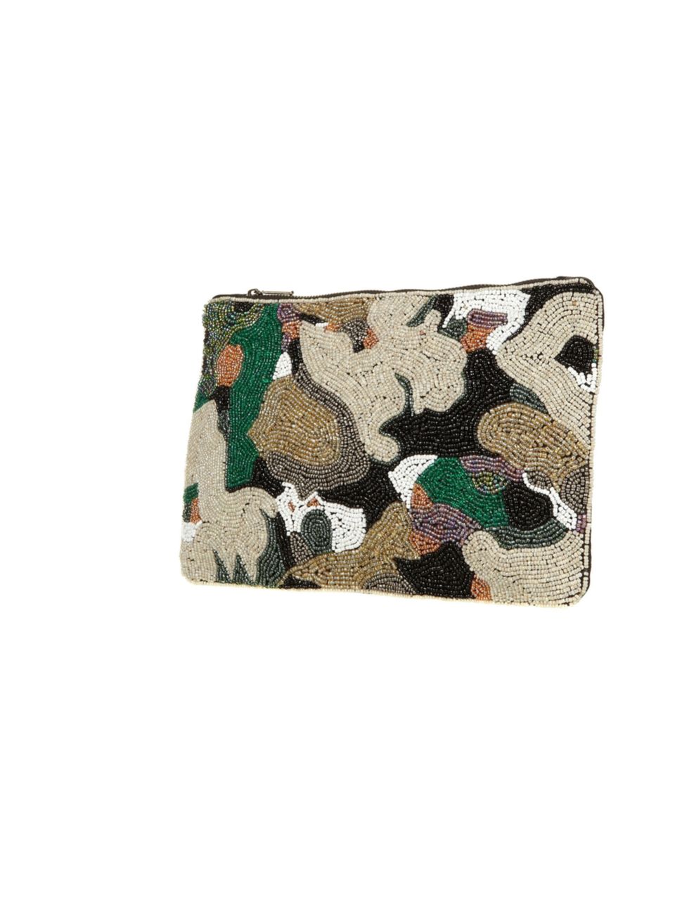 <p>Beaded camouflage? Its a surprising hit Topshop camo clutch, £38</p><p><a href="http://shopping.elleuk.com/browse?fts=topshop+camo+clutch">BUY NOW</a></p>