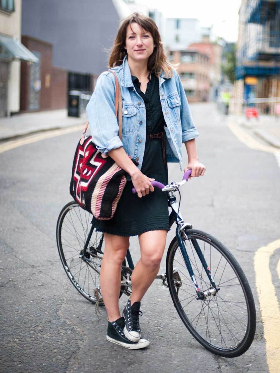 <p>Posy, 29. Charge bicycle, vintage jacket, dress from the Netherlands, Converse trainers, bag from San Francisco.</p><p>Photo by Stephanie Sian Smith</p>