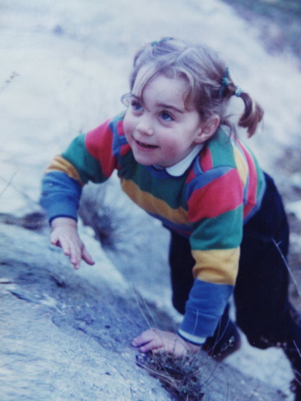 <p><a href="http://www.elleuk.com/star-style/celebrity-style-files/kate-middleton-s-style-file">Kate Middleton</a>, aged three, on a family holiday in the Lake District.</p>